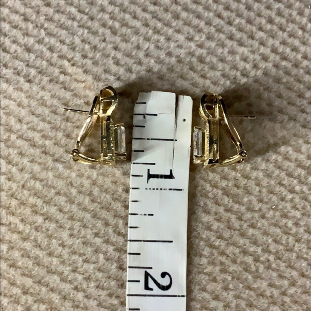 Saks Brand 14K Gold Earrings with CZ Crystals - Picture 9 of 9